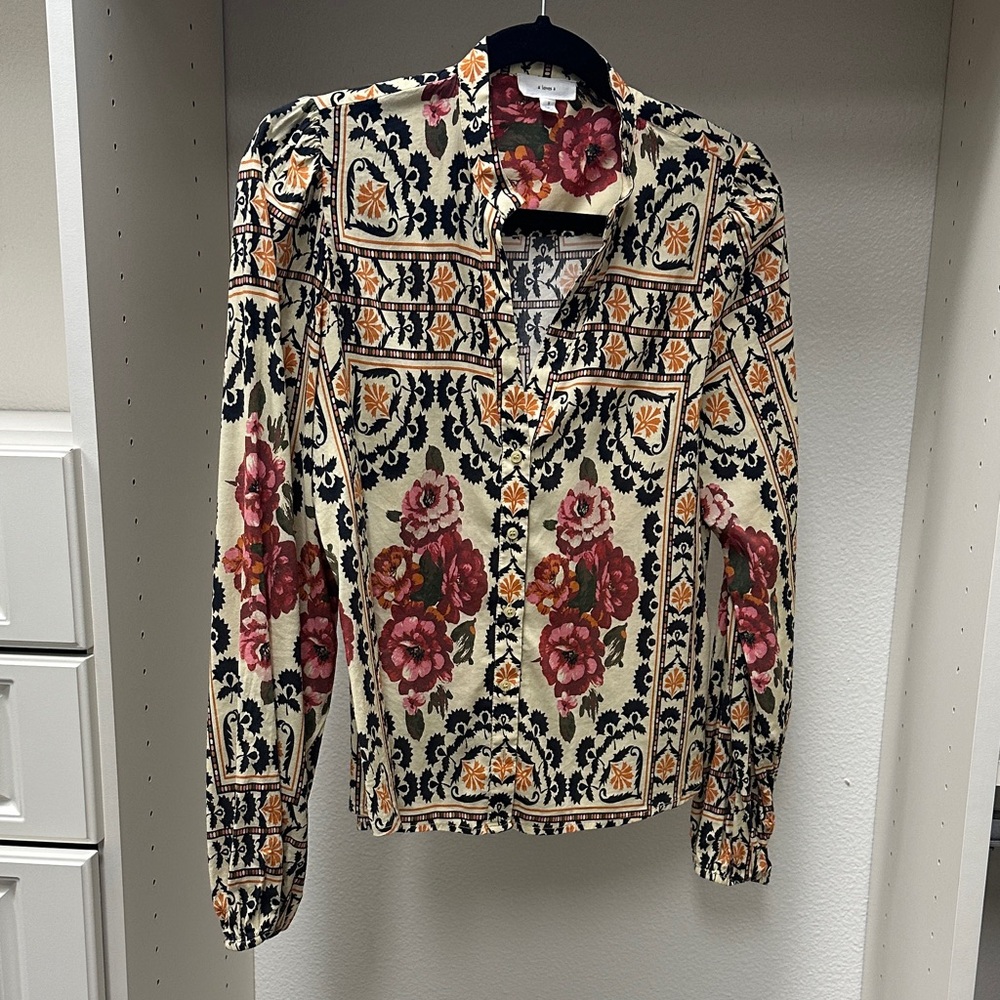 Vintage-Inspired Floral Button Down Shirt